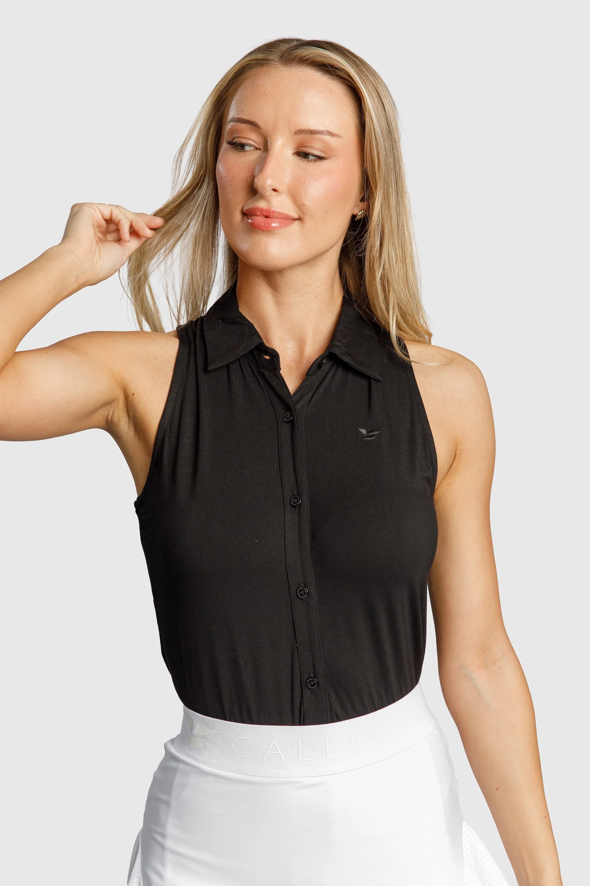 COEUR Full Button Down Sleeveless Polo - Image 2