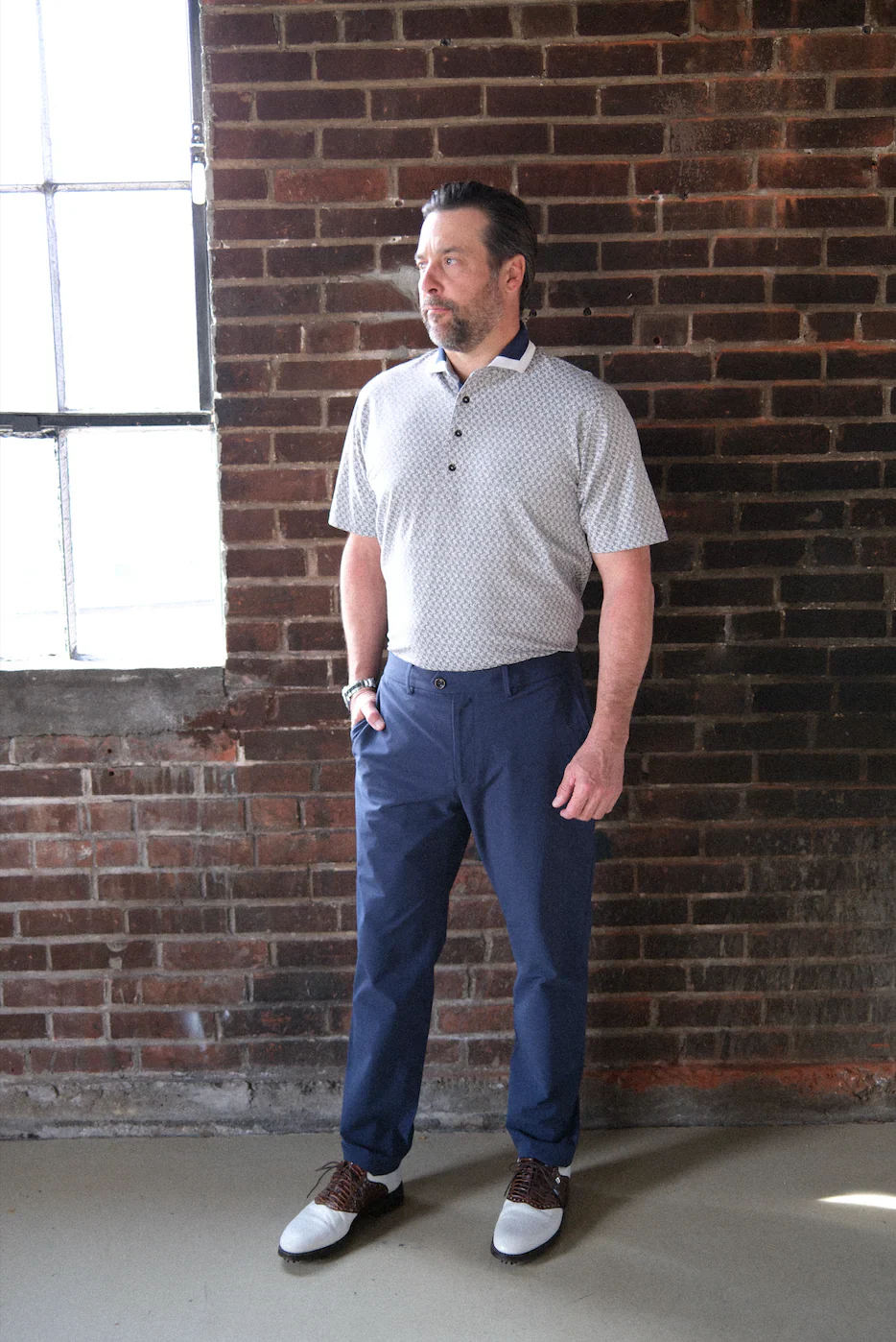 Dunne Performance Polo - Lt. Grey Heather Albatross - Image 2