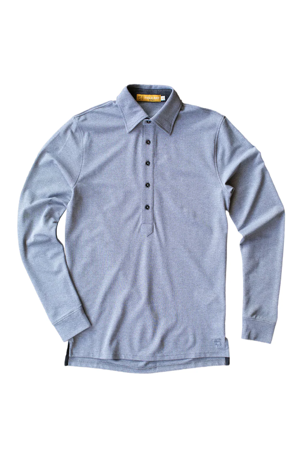 Ford 5 Button Long Sleeve Polo - Light Grey Heather