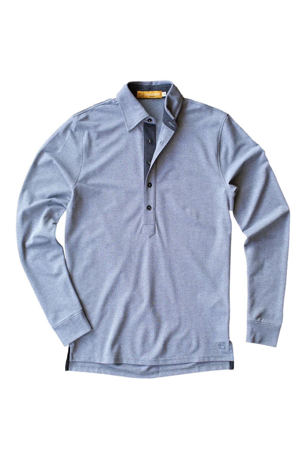 Ford 5 Button Long Sleeve Polo - Light Grey Heather - Image 2