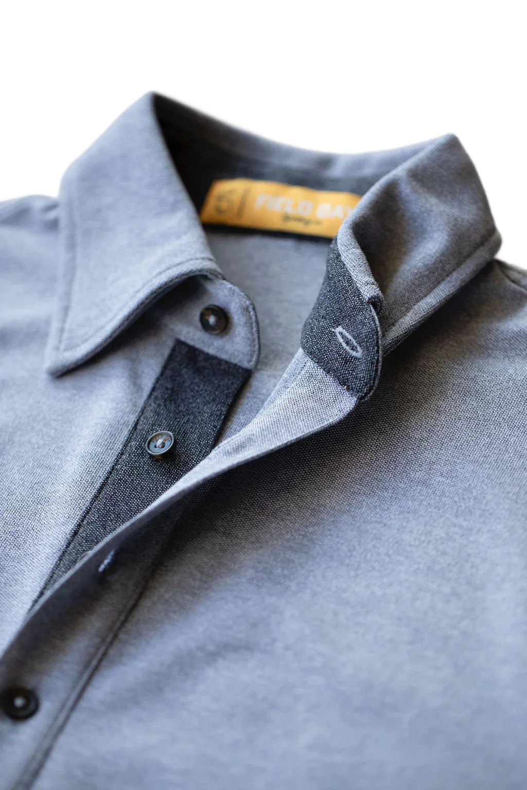 Ford 5 Button Long Sleeve Polo - Light Grey Heather - Image 3