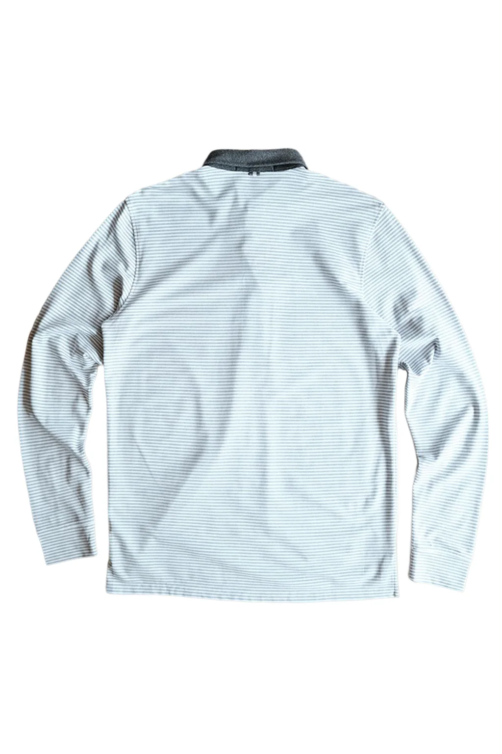 Ford 5 Button Long Sleeve Polo - Light Grey Heather/White - Image 5